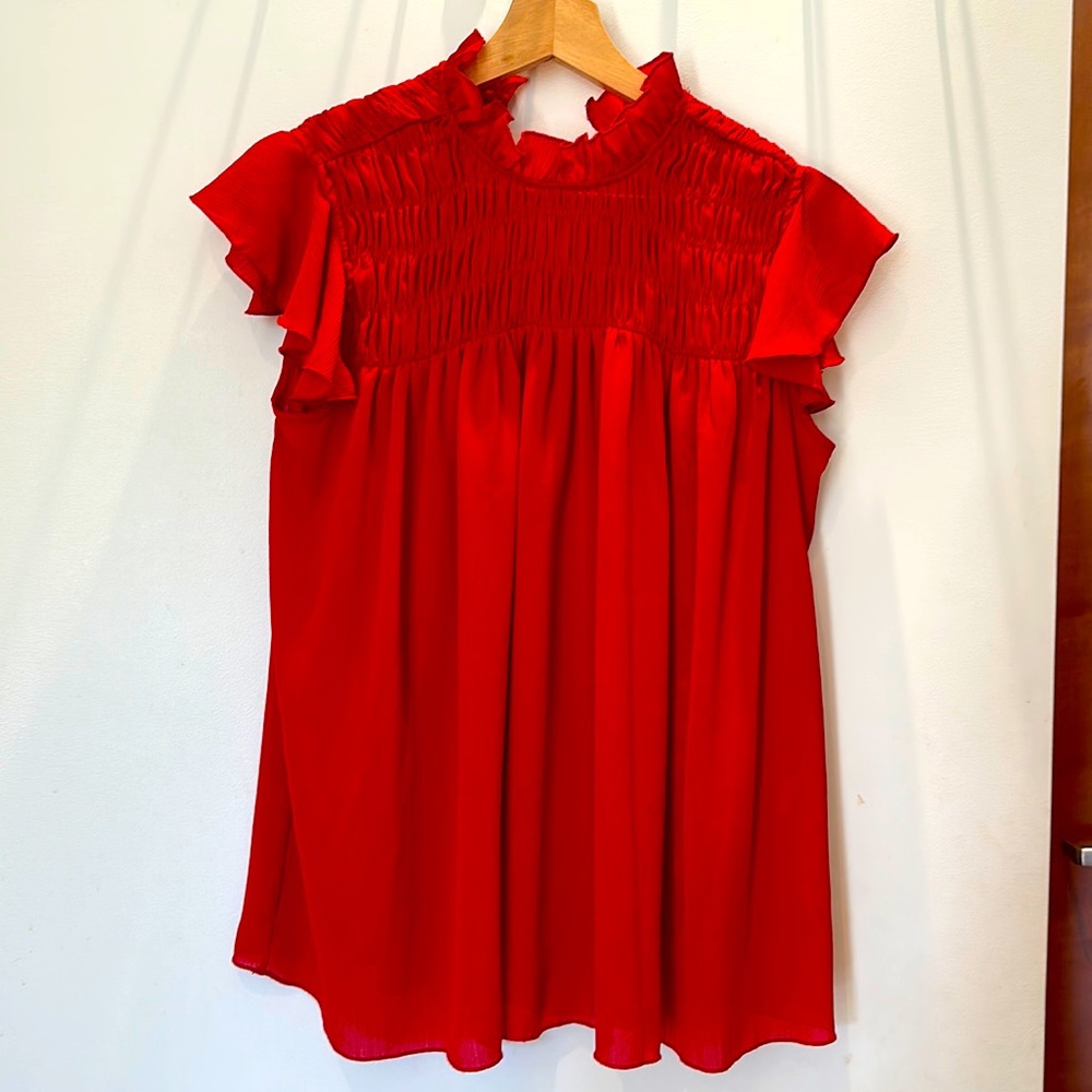 ZARA Red Flowy Top